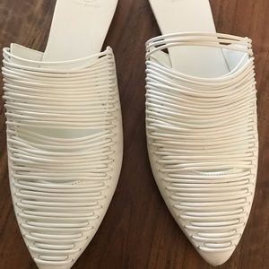 Tory Burch White Strappy Pointed Toe Flats